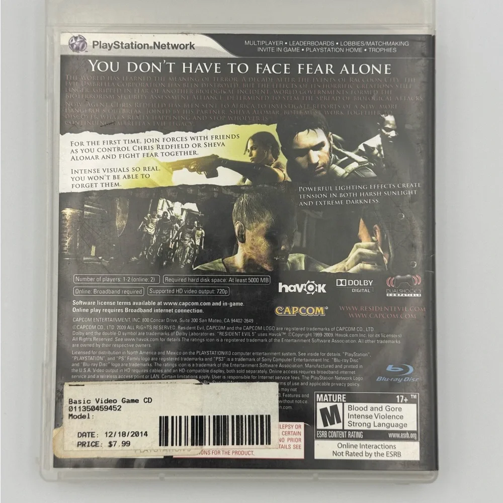 Resident Evil 5‎ PS3 PlayStation 3 Game Capcom Tested Working